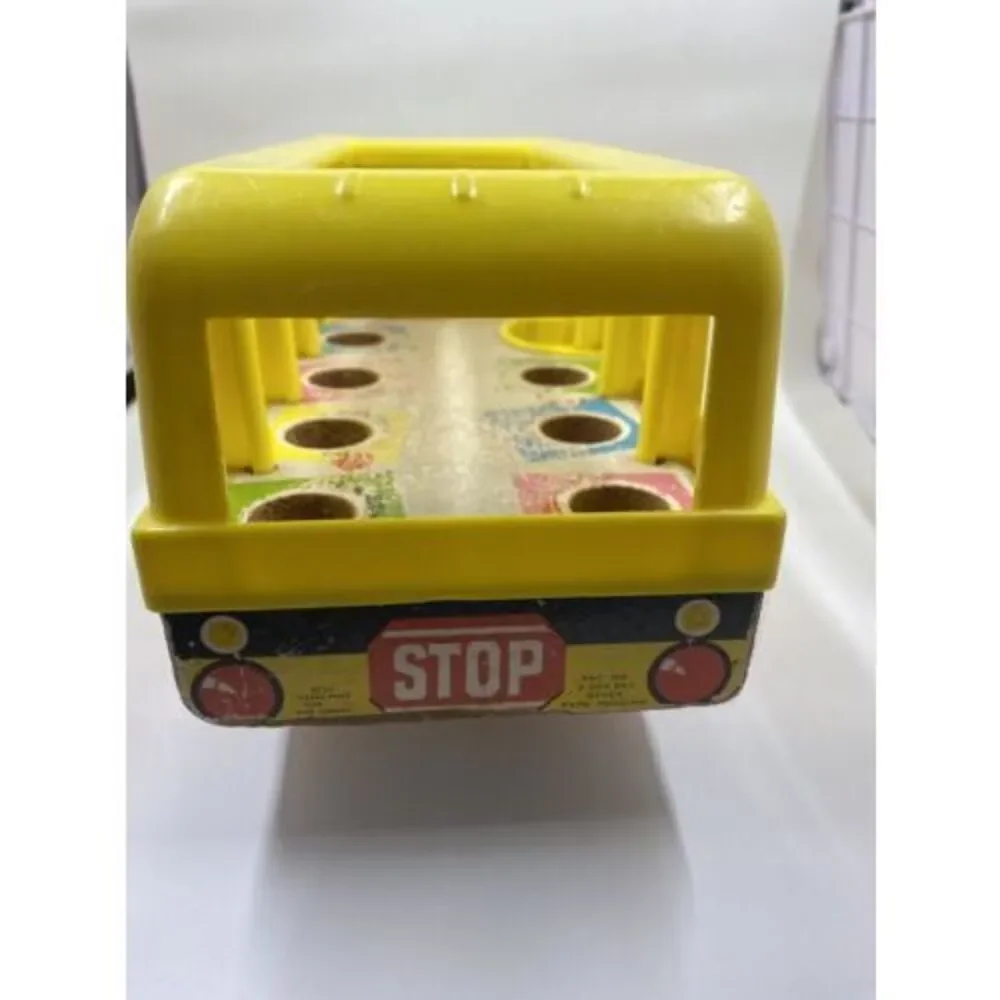 Vintage 1965 Fisher Price School Bus #192 Little People Pull Toy No People